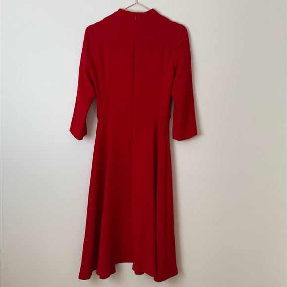 Zara flare midi dress A-line skater red mock neck - Picture 8 of 11
